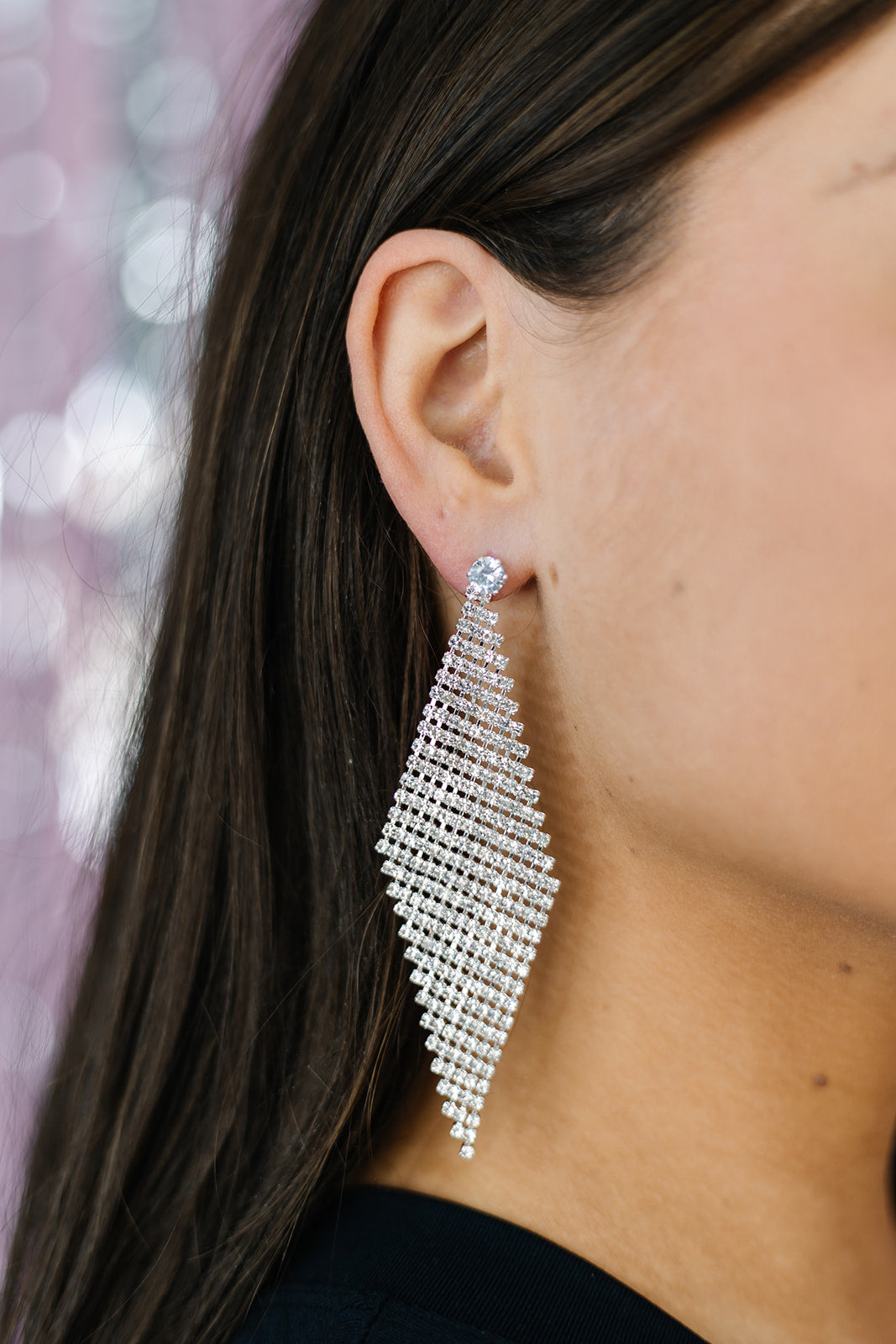Crystal Post Rhinestone Diamond Drop Earrings
