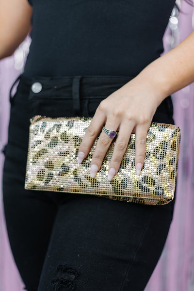 Willow Embellished Cheetah Clutch