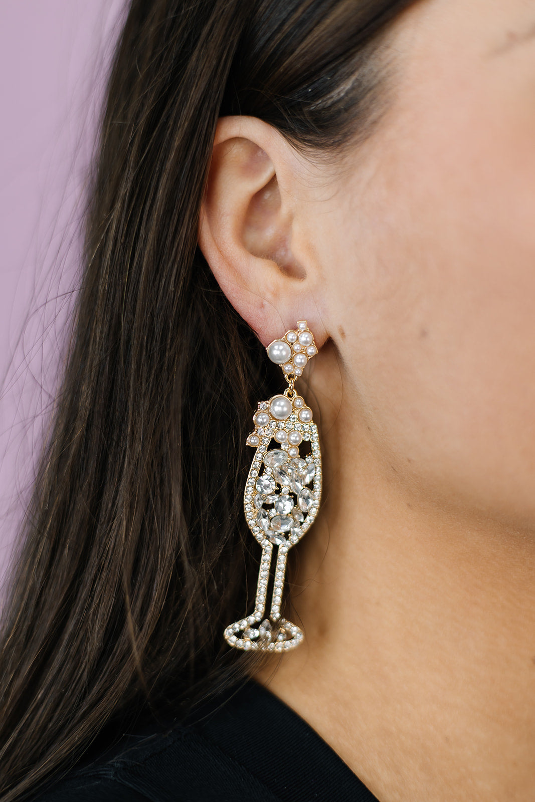 Champagne Bubbly Rhinestone/ Pearl Earrings