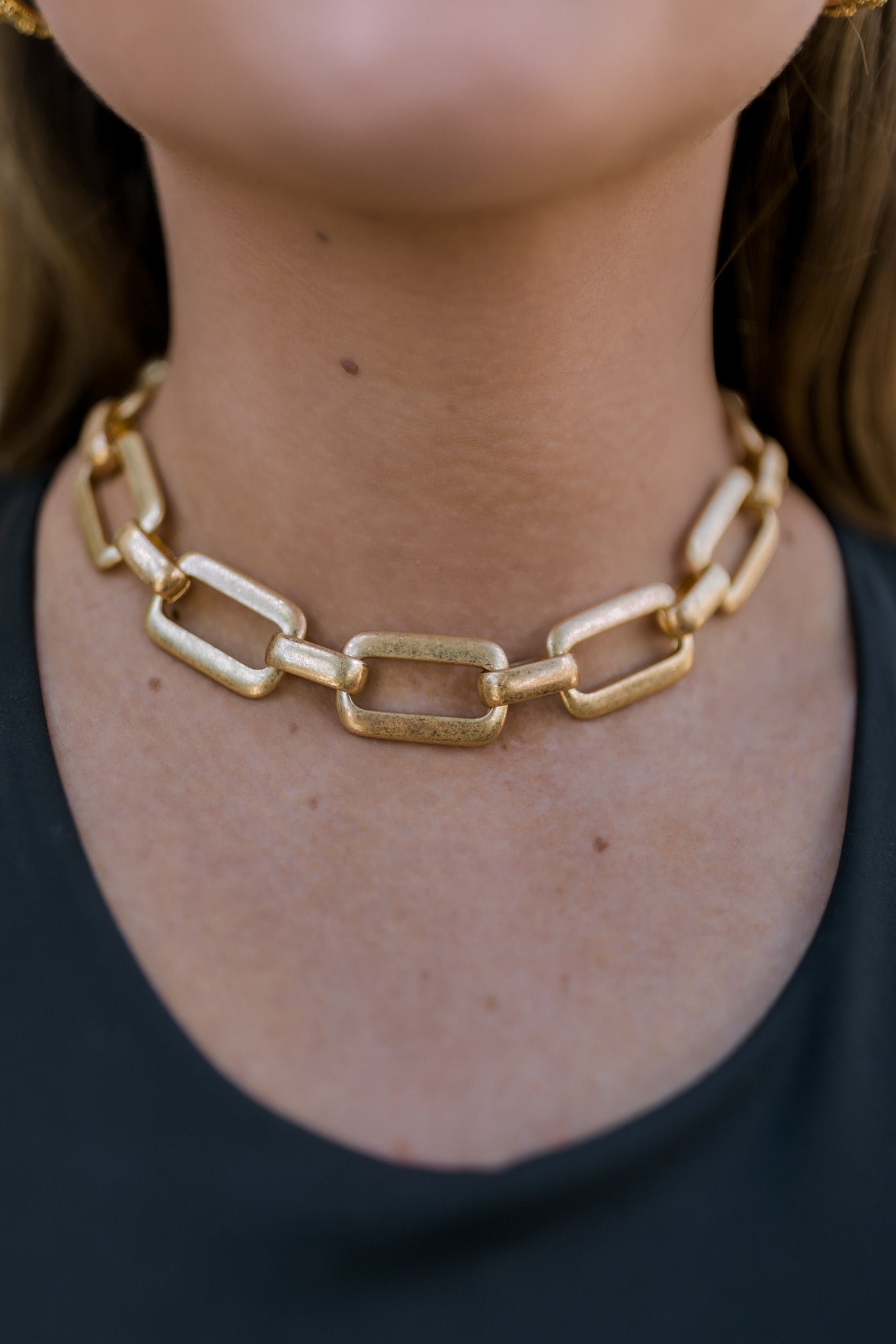 Chunky Rectangle Link Necklace