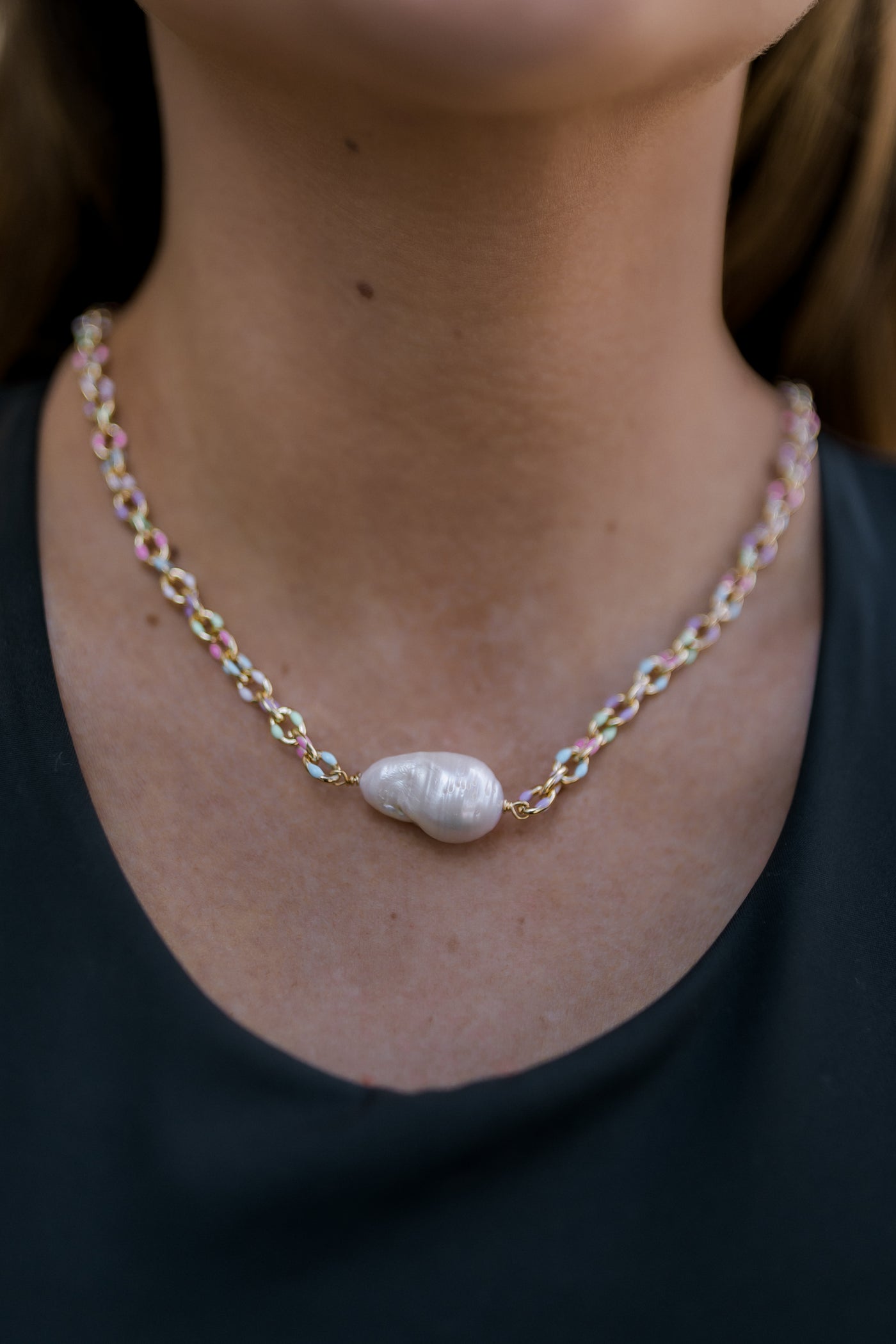 Freshwater Pearl Embellished Drop Necklace