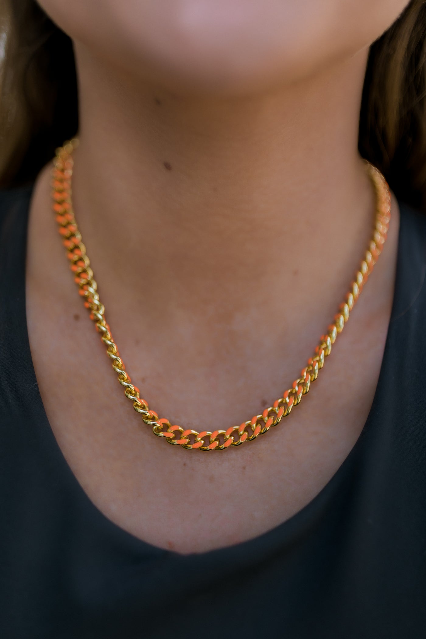 Enamel Coated Chain Link Toggle Drop Necklace
