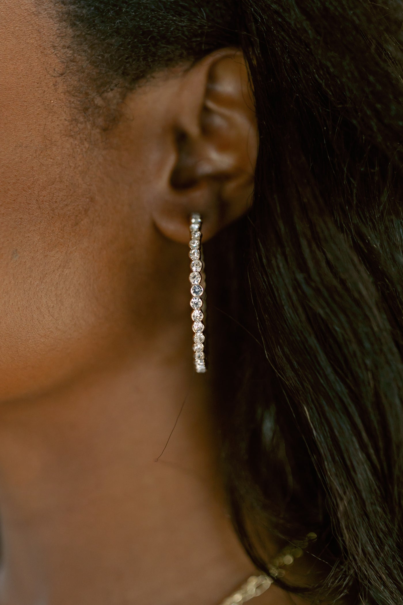 Crystal Embellished Hoop Earrings
