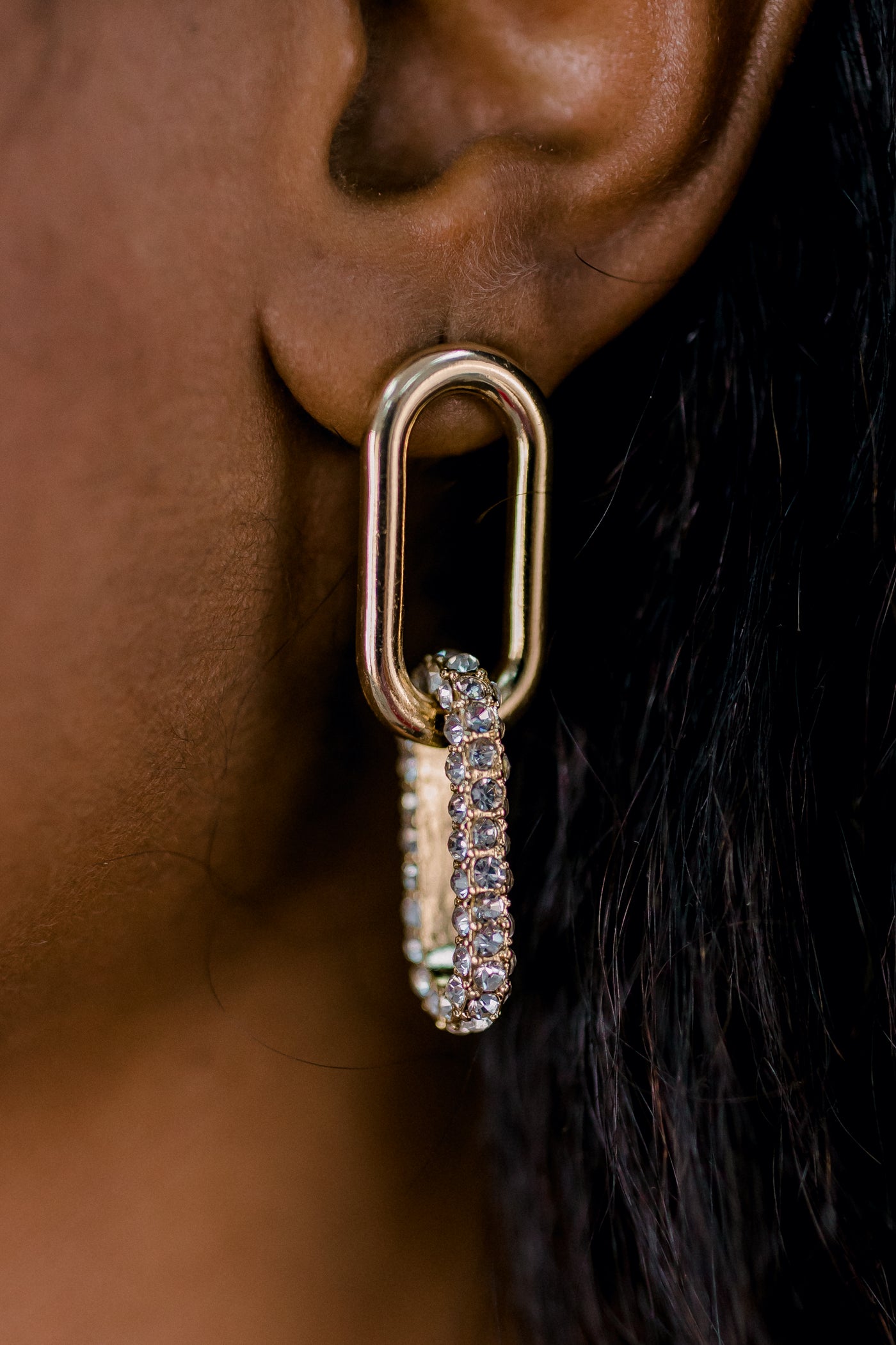 Double Link Crystal Embellished Earrings