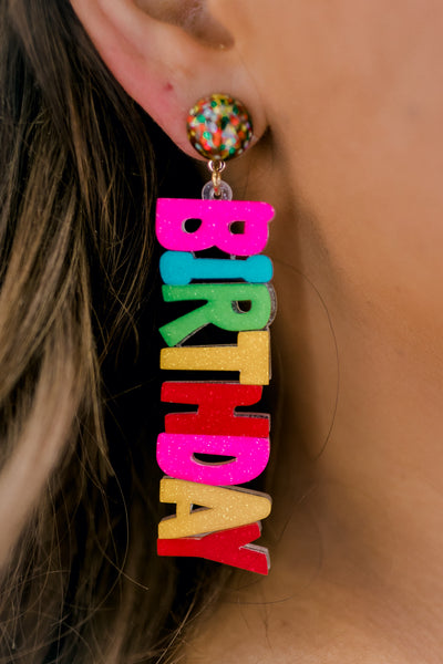 RESTOCK: Happy Birthday Resin Drop Earrings