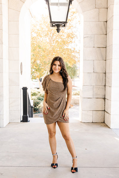 Kelsey One Shoulder Shimmer Dress
