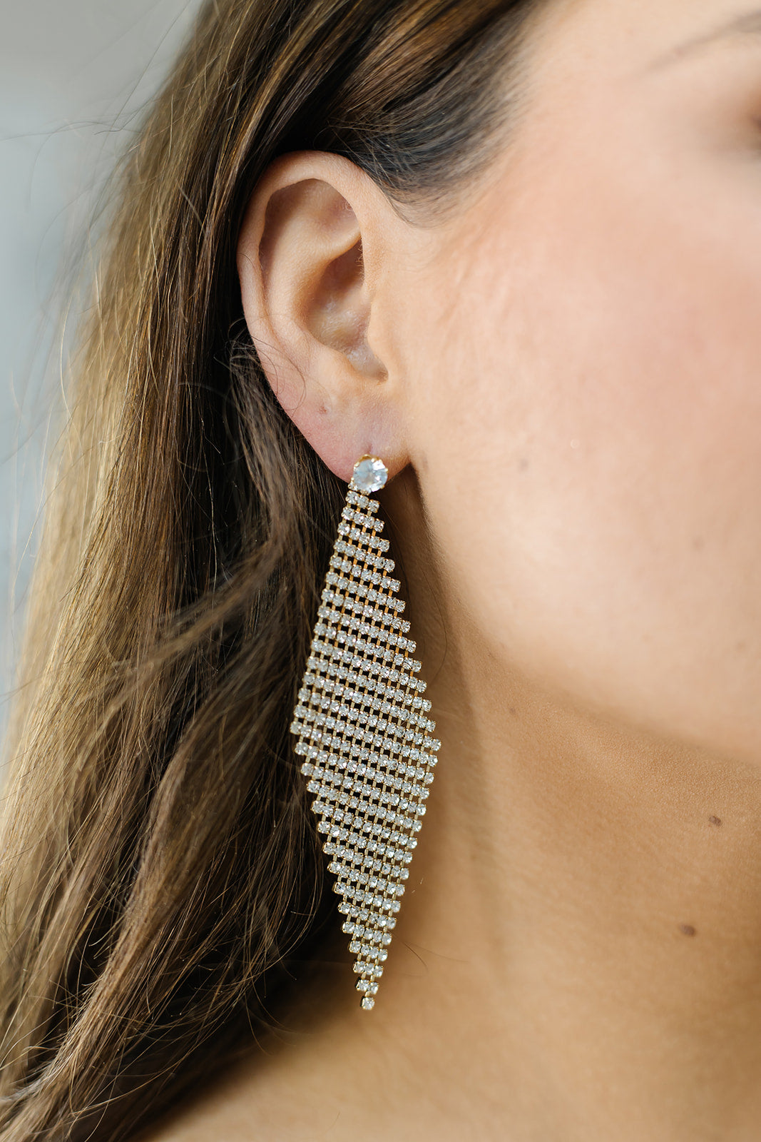 Crystal Post Rhinestone Diamond Drop Earrings