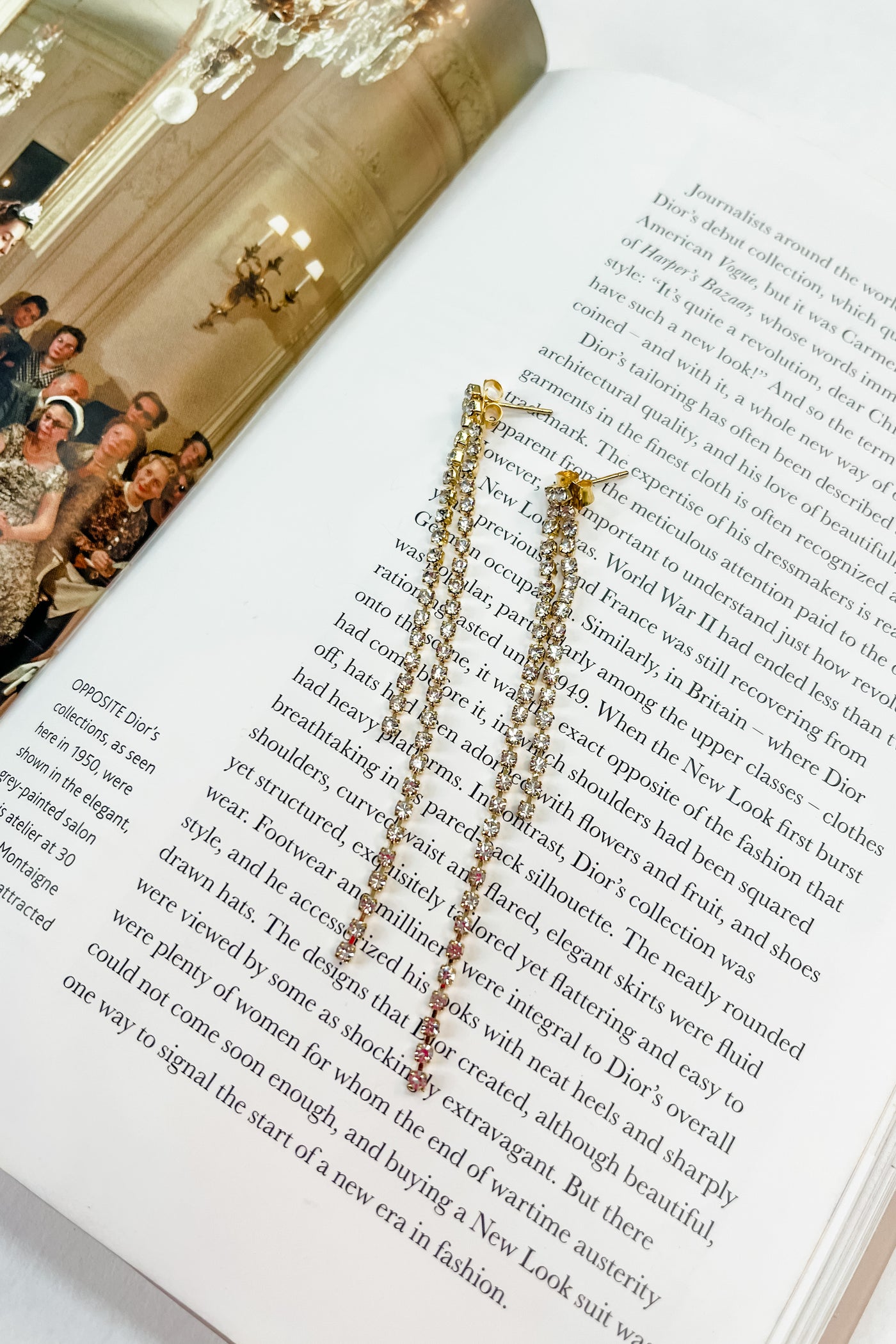 Double Rhinestone Fringe Drop Earrings