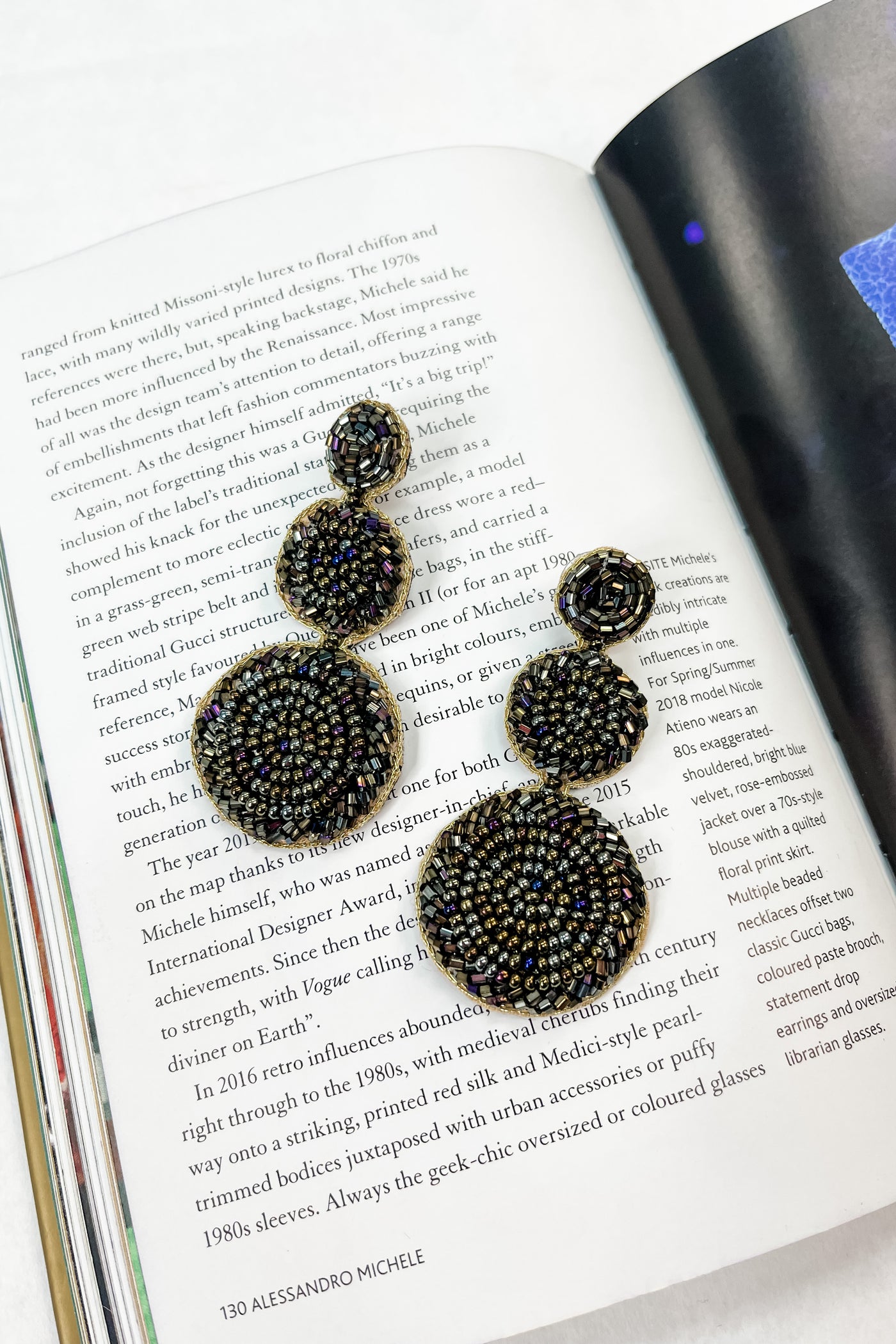 Seed Bead Circular Stacked Drop Earrings