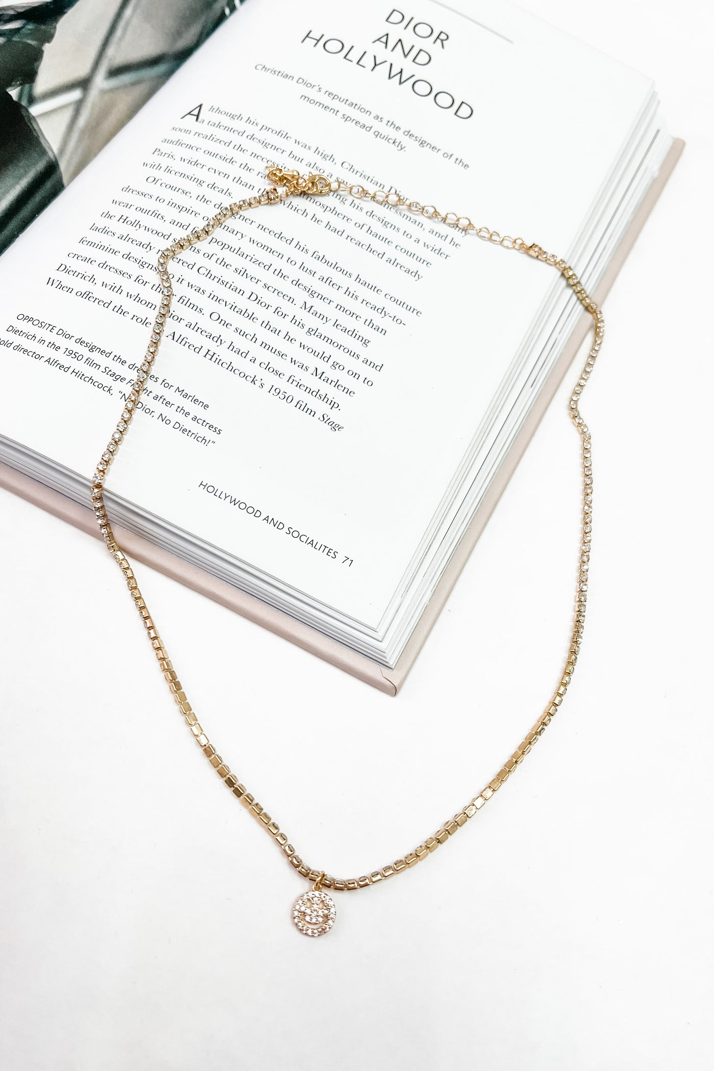 Dainty Rhinestone Embellished Smiley Necklace