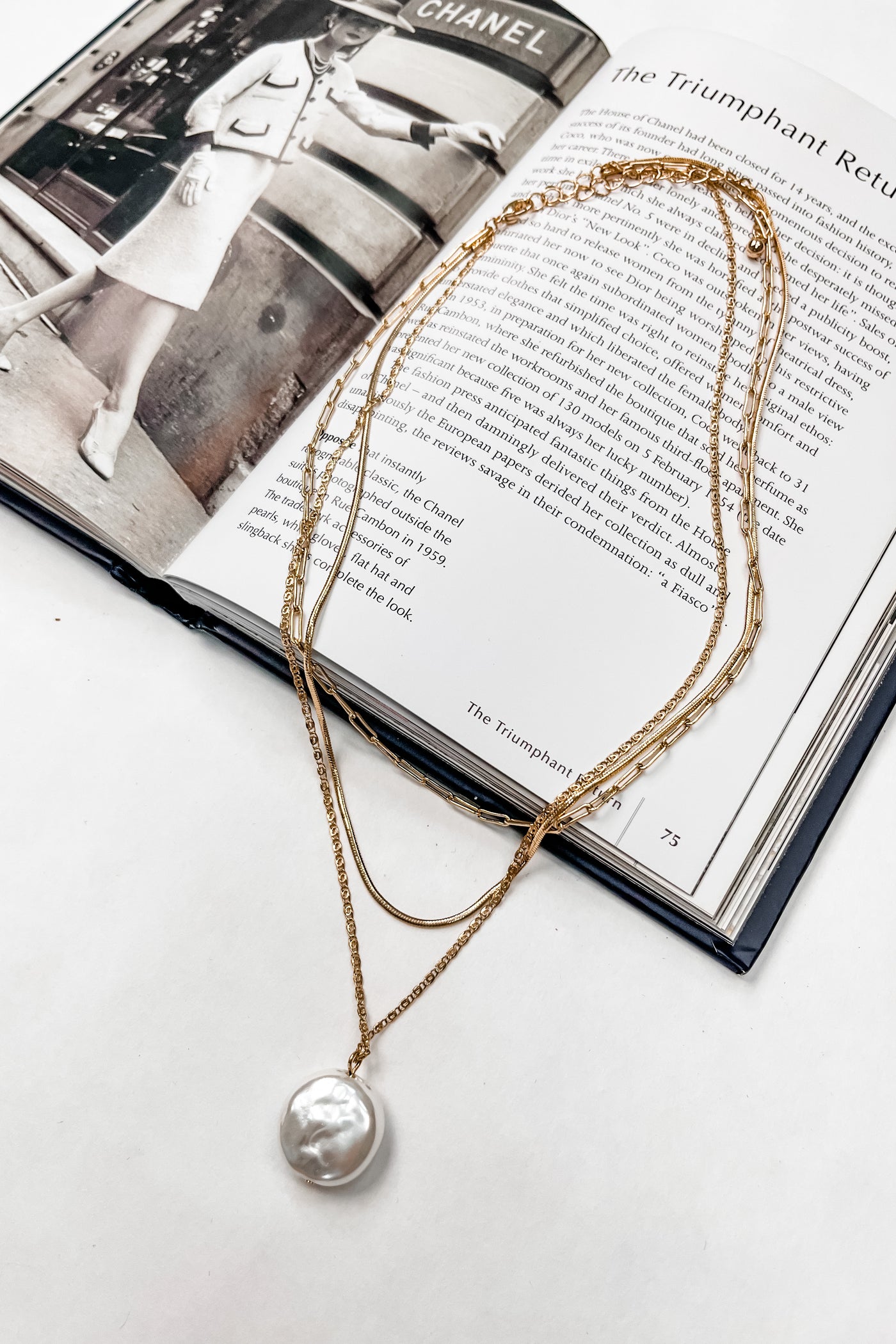 Lulit Multi Chain Layer Pearl Necklace